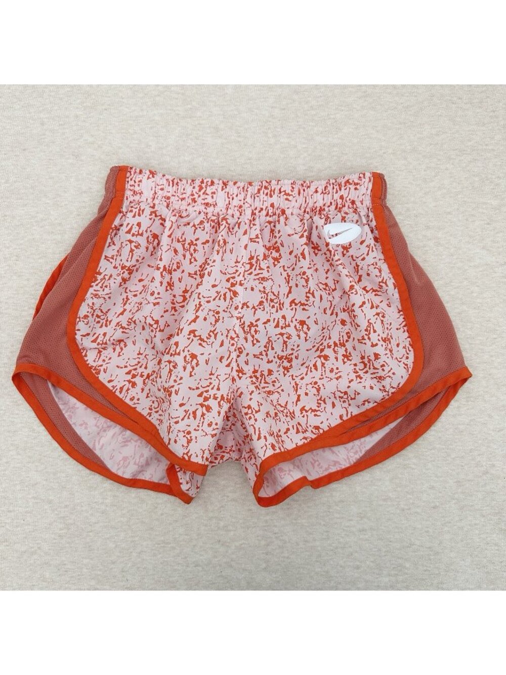 Nike Dri Fit Women's Size S Orange Midi Rise Polyester Athletic Running Shorts